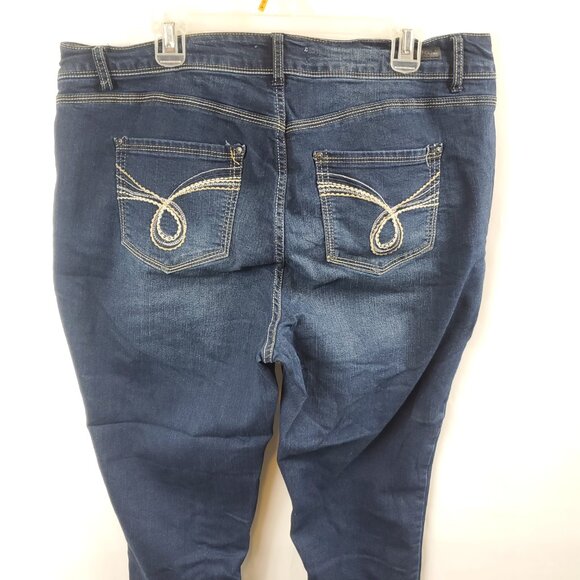 Angels Forever Young Womens Sz 18W Dark Blue Wash Skinny Jeans - Picture 7 of 12